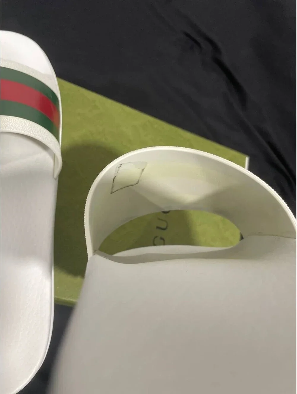 Genuine Gucci Web White Rubber Mens Sandal Flip Flops US Size 11G